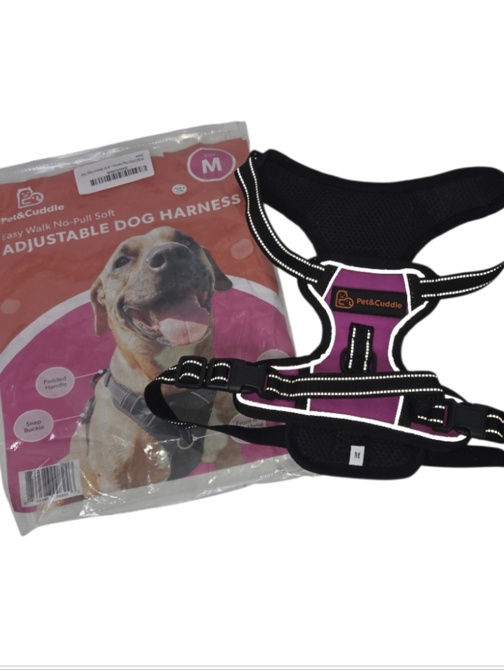 Pet & Cuddle Easy Walk No-Pull Soft Adjustable Dog Harness Hot Pink Size M